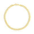 14K yellow gold textured fancy chain bracelet, 4.00 mm high polish links