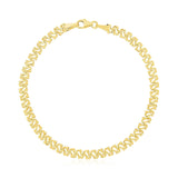 14K yellow gold textured fancy chain bracelet, 4.00 mm high polish links thumbnail 1
