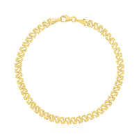 14k Yellow Gold High Polish Textured Fancy Chain Bracelet  (4.00 mm)