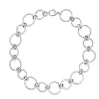 Sterling Silver Rhodium Plated Round Link Necklace
