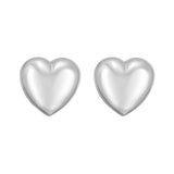 Sterling Silver Rhodium Plated Puffed Large Heart Stud Earrings thumbnail 2