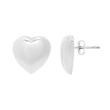 Sterling Silver Rhodium Plated Puffed Large Heart Stud Earrings thumbnail 3