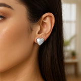 Sterling Silver Rhodium Plated Puffed Large Heart Stud Earrings thumbnail 6