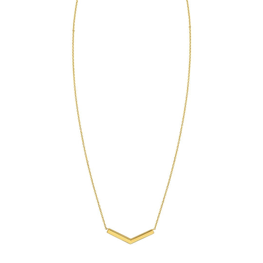 14K yellow gold chevron necklace with interlocking V-shaped links