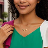 14K Yellow Gold Chevron Necklace thumbnail 5