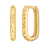 14K Yellow Gold Diamond Cut Fancy Huggie Earrings thumbnail 1