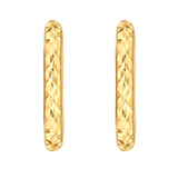 14K Yellow Gold Diamond Cut Fancy Huggie Earrings thumbnail 2