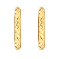 14K Yellow Gold Diamond Cut Fancy Huggie Earrings