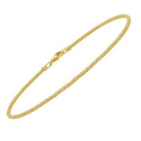 14K yellow gold spring bracelet with diamond-cut sparkle finish, 1.70 mm width