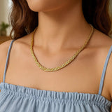 14k Yellow Gold Braided Herringbone Chain (3.20 mm) thumbnail 3