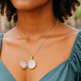 14k Yellow Gold Round North Star Locket Necklace thumbnail 6