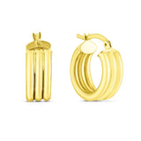 14K Yellow Gold Small Triple Row Round Hoop Earrings (10.00 mm) thumbnail 1