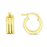 14K Yellow Gold Small Triple Row Round Hoop Earrings (10.00 mm) thumbnail 2