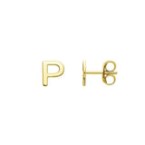 14K Yellow Gold Yours Truly Initial P Stud Earrings thumbnail 1
