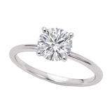 10K white gold ring with 1 round diamond stone in a solitaire setting thumbnail 1