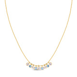 14K yellow gold necklace with blue and white topaz dancing drop pendant thumbnail 1
