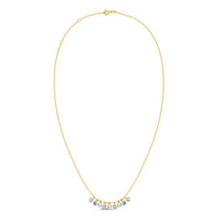 14K Yellow Gold Blue And White Topaz Dancing Drop Necklace