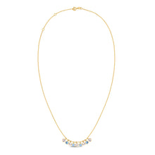 14K Yellow Gold Blue And White Topaz Dancing Drop Necklace