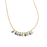 14K Yellow Gold Blue And White Topaz Dancing Drop Necklace thumbnail 3