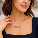 14K Yellow Gold Blue And White Topaz Dancing Drop Necklace thumbnail 5