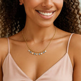14K Yellow Gold Blue And White Topaz Dancing Drop Necklace thumbnail 7