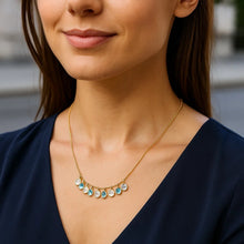 14K Yellow Gold Blue And White Topaz Dancing Drop Necklace