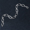 14K white gold textured oval link bracelet, 8.60 mm width