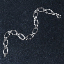 Load image into Gallery viewer, Textured Oval Link Bracelet in 14k White Gold (8.60 mm)