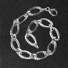 Load image into Gallery viewer, Textured Oval Link Bracelet in 14k White Gold (8.60 mm)