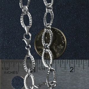 Textured Oval Link Bracelet in 14k White Gold (8.60 mm)