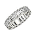 14K white gold eternity ring with emerald cut diamond stones