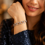 Sterling Silver Rhodium Plated Round Link Bracelet thumbnail 5