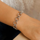 Sterling Silver Rhodium Plated Round Link Bracelet thumbnail 7