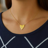 14k Yellow Gold High Polish Elongated Heart Necklace thumbnail 3