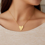 14k Yellow Gold High Polish Elongated Heart Necklace thumbnail 4