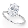 10K white gold ring with one oval diamond solitaire stone