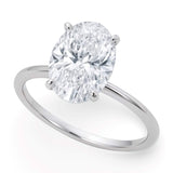 10K white gold ring with one oval diamond solitaire stone thumbnail 1