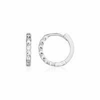 14k White Gold Petite Textured Round Hoop Earrings