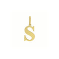 14K yellow gold initial S charm pendant with polished letter and closed bail