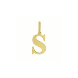 14K yellow gold initial S charm pendant with polished letter and closed bail thumbnail 1