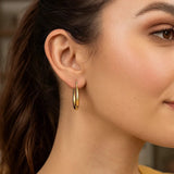 10K Yellow Gold Graduated Oval Light Weight Hoop Earrings thumbnail 2
