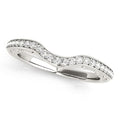 14K white gold curved wedding ring with prong-set round diamond stones