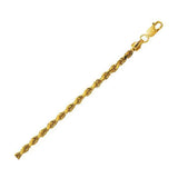 10K yellow gold rope chain bracelet with twisted 3.20 mm link pattern thumbnail 1