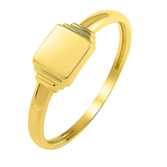 14K yellow gold signet ring with flat oval face and 2.00 mm band