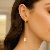 14K Yellow Gold Hexagon Mother of Pearl Drop Earrings thumbnail 2