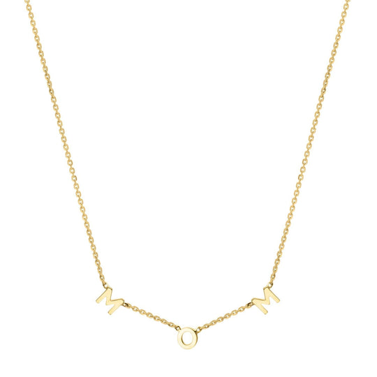 10K yellow gold Mom script necklace pendant polished finish