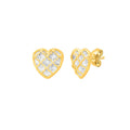 14K yellow gold heart ring with checkered pattern surface