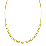 14K yellow gold paperclip link necklace with adjustable sliding closure thumbnail 1