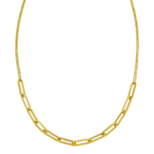 14K yellow gold paperclip link necklace with adjustable sliding closure
