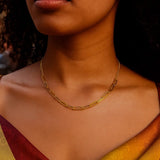 14K Yellow Gold Adjustable Paperclip Link Necklace thumbnail 3